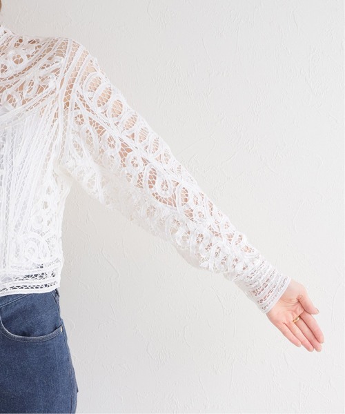 IENA LA BOUCLE レースアップ刺繍ブラウス ホワイト IENA LA BOUCLE（イエナラブークル） ブラウス シャツ レースオン