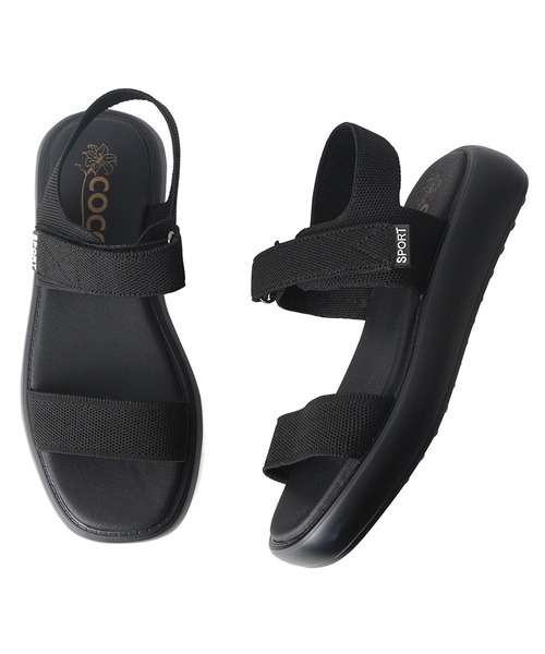 「coca(ANDEX shoes product)」 フラットサンダル MEDIUM ブラック レディース_画像5