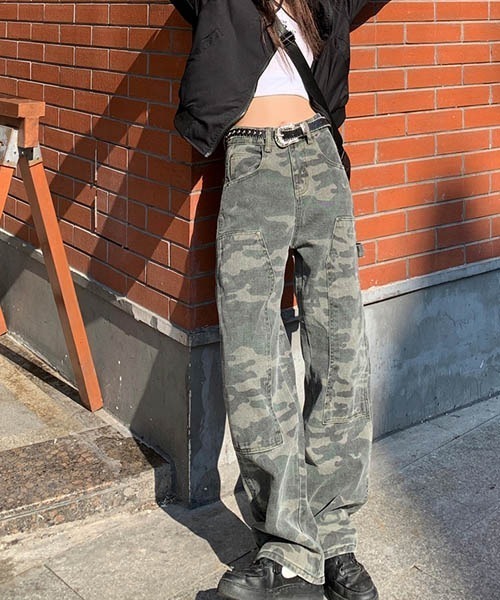 「gossip!ロサンゼルス」 ペインターパンツ L カーキ レディース_画像2