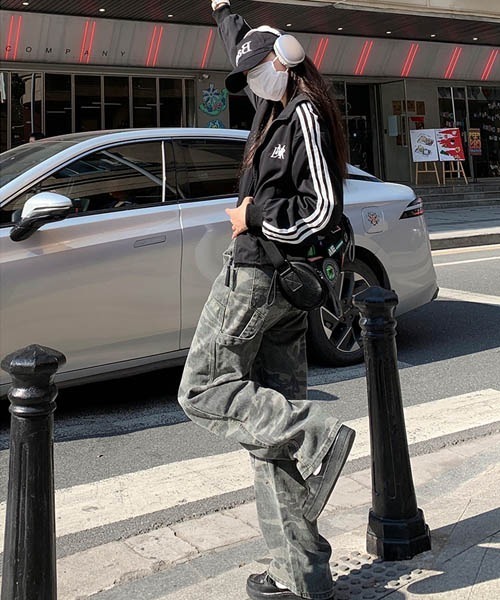 「gossip!ロサンゼルス」 ペインターパンツ L カーキ レディース_画像5