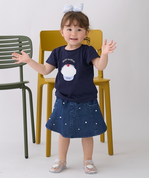 petit main スカート パールデニムフレアスカパン キッズ 子供服