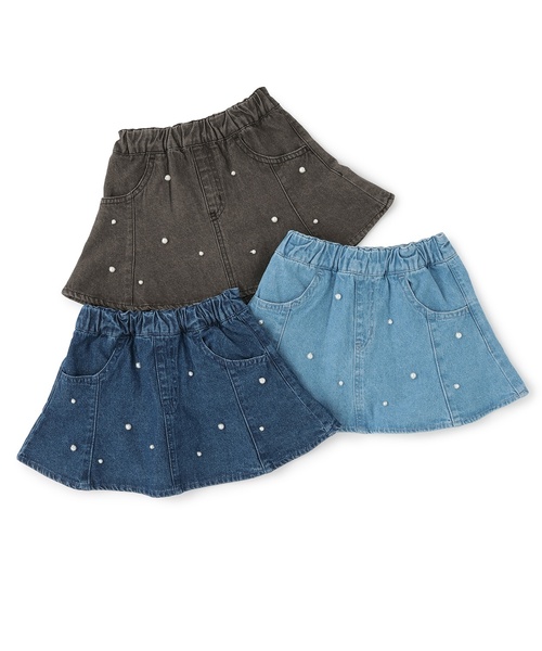 petit main スカート パールデニムフレアスカパン キッズ 子供服