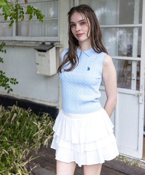 ポロラルフローレン 水色ノースリーブニット XS 美品※5/1〜6発送できません U.S. POLO ASSN.（ユーエスポロアッスン） ニット セーター 「U.S.