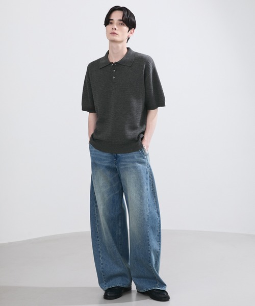LUENNA ポロシャツ 半袖 「LUENNA」Textured Half Sleeve Knit Polo