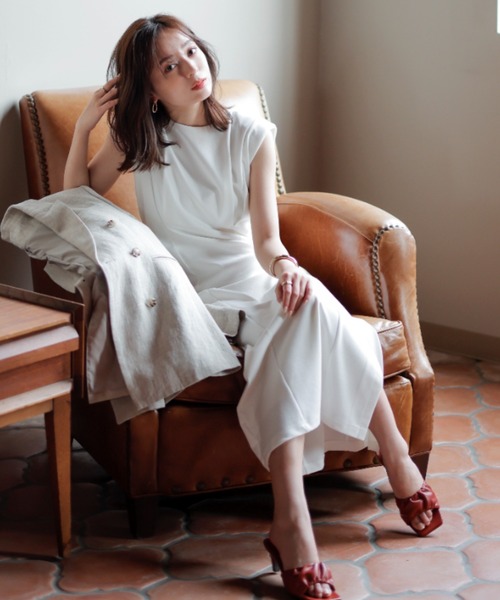 「anuans」 ノースリーブワンピース MEDIUM ホワイト レディース_画像5