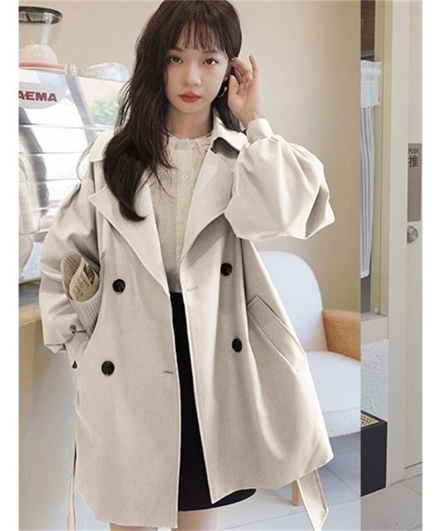 「おしゃれスタ」 トレンチコート M ブラウン レディース_画像4