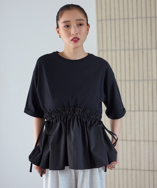 LEPSIM（レプシィム） tシャツ 裾異素材ギャザーT 668371 レディース