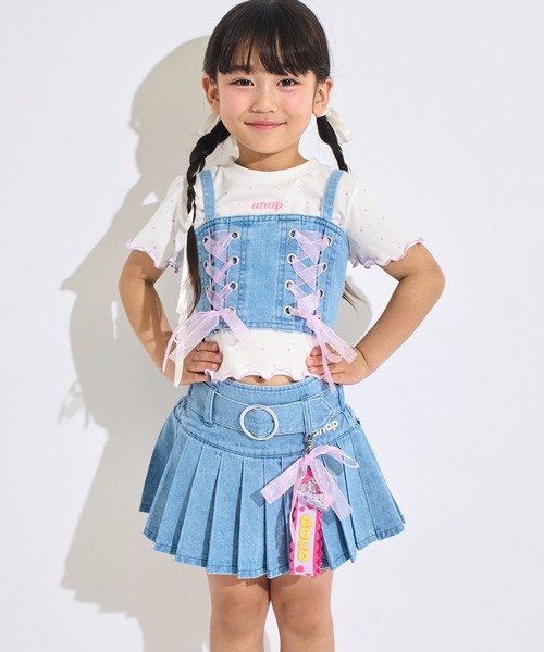 ANAP kids（アナップキッズ） スカート リボンチャーム付 フェイク