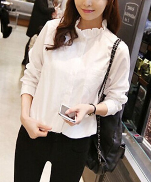 「SallyLunn」 長袖ブラウス LARGE ホワイト レディース_画像3
