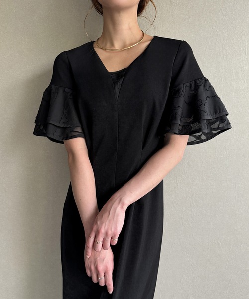 「junoah」 半袖ワンピース MEDIUM アイボリー レディース_画像2