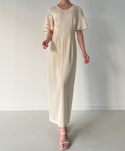 「junoah」 半袖ワンピース MEDIUM アイボリー レディース_画像3