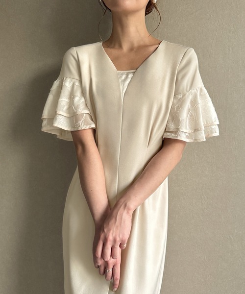 「junoah」 半袖ワンピース MEDIUM アイボリー レディース_画像5