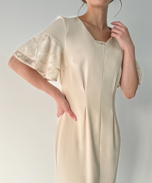 「junoah」 半袖ワンピース MEDIUM アイボリー レディース_画像7