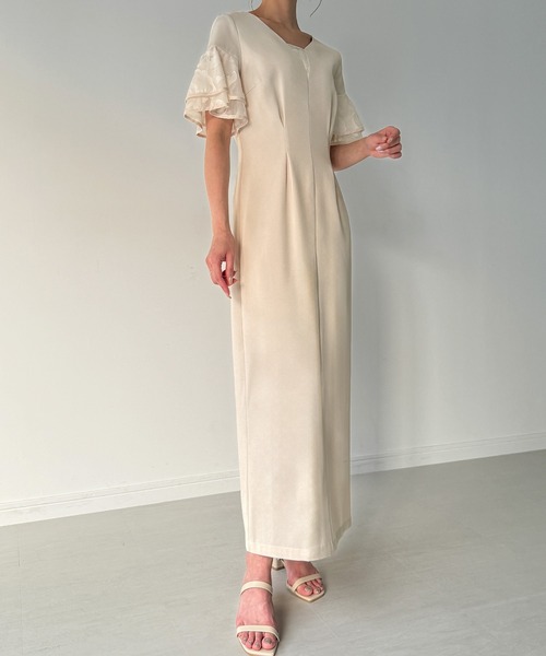 「junoah」 半袖ワンピース MEDIUM アイボリー レディース_画像9