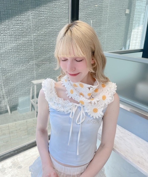 lilLilly（リルリリー） タンクトップ ノースリーブ フリルタンク
