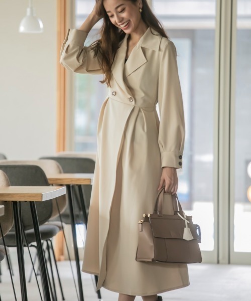 「M.deux」 長袖ワンピース MEDIUM ベージュ レディース_画像2