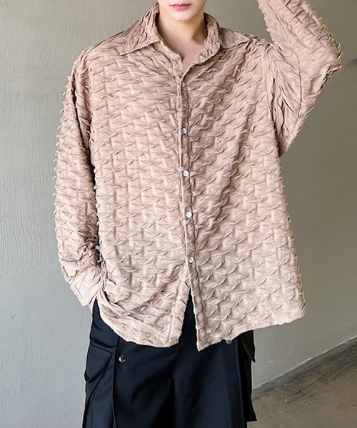 「aimoha」 長袖シャツ MEDIUM ベージュ メンズ_画像9