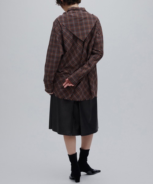 Ameri（アメリ） ブラウス シャツ CHECK SCARF SET FRINGE SHIRT
