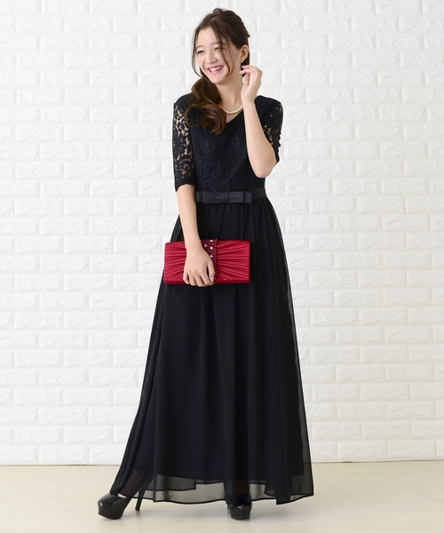 Lace Ladies（レースレディース） ドレス レース＆シフォンAライン