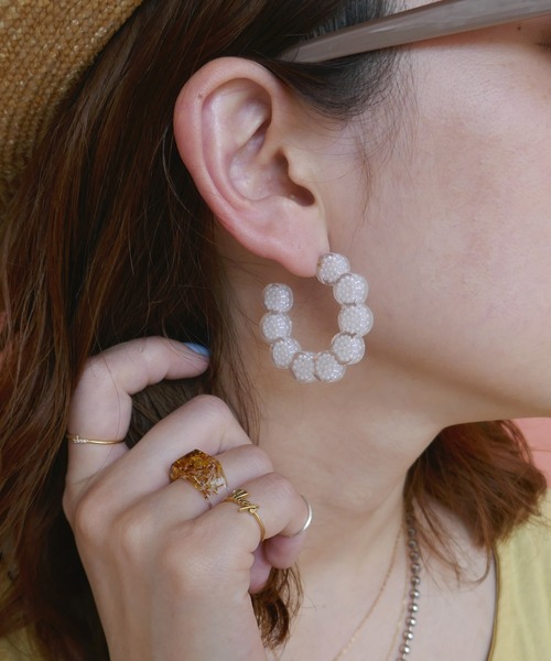 LOVE BY e.m.（ラブバイイーエム） ピアス クリアパールフープピアス 