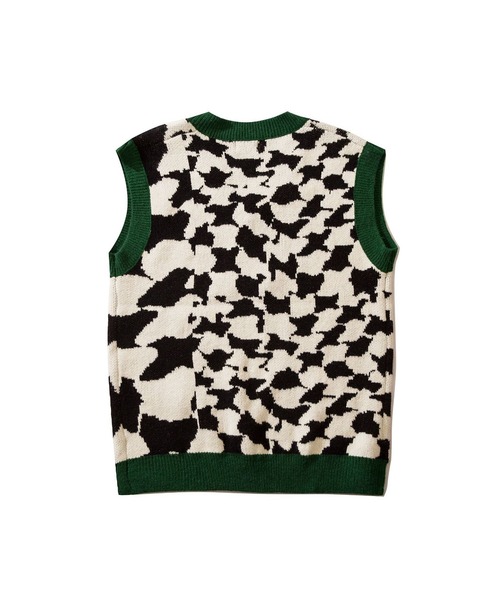 ベスト ジレ 「HOOK」アニマル模様Vネックニットベスト メンズ