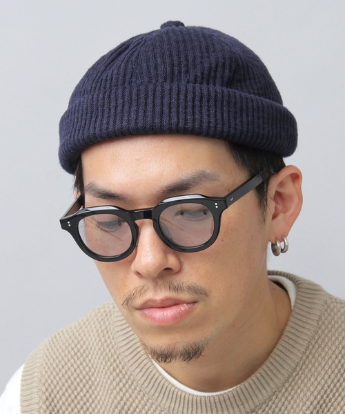 Basiquenti キャップ 帽子 リブ編みニット ロールキャップ