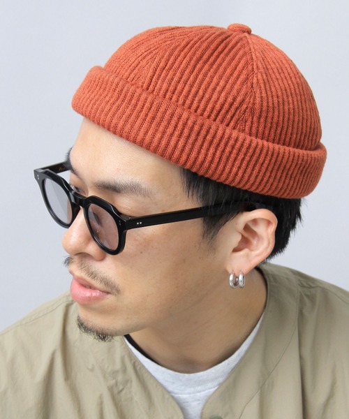 Basiquenti キャップ 帽子 リブ編みニット ロールキャップ