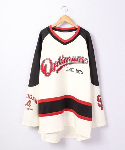 SUGGESTION tシャツ ロゴワッペンホッケーシャツ 2022AW メンズ