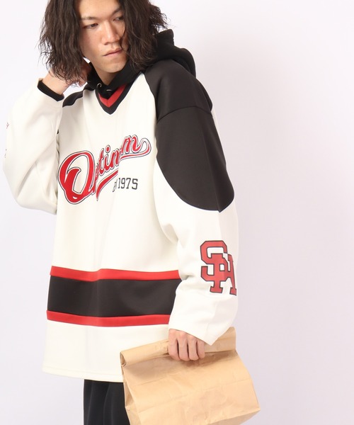 SUGGESTION tシャツ ロゴワッペンホッケーシャツ 2022AW メンズ