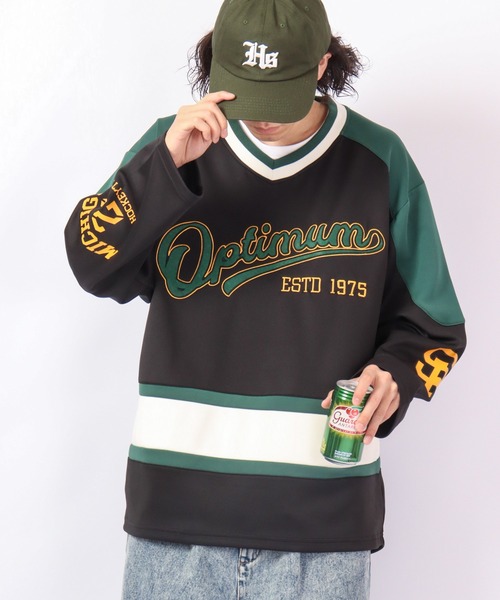 SUGGESTION tシャツ ロゴワッペンホッケーシャツ 2022AW メンズ