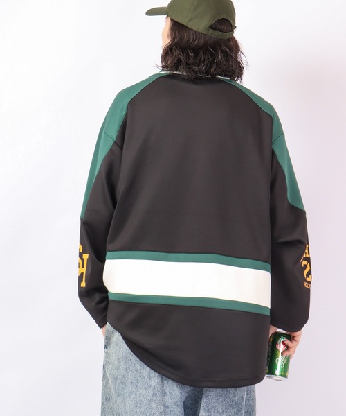 SUGGESTION tシャツ ロゴワッペンホッケーシャツ 2022AW メンズ