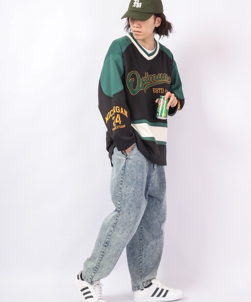 SUGGESTION tシャツ ロゴワッペンホッケーシャツ 2022AW メンズ