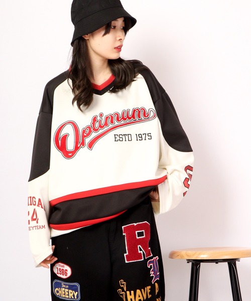 SUGGESTION tシャツ ロゴワッペンホッケーシャツ 2022AW メンズ