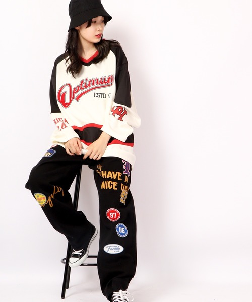 激安SHOP♡売り切りSALE中 SUGGESTION tシャツ ロゴワッペンホッケーシャツ 2022AW メンズ