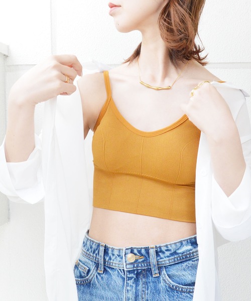 styiro キャミソール 「7色/サイズ展開」カップ付きキャミ リブ