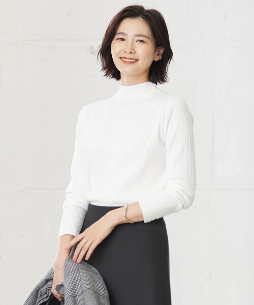 tシャツ 針抜きフライス ボトルネック リブ カットソー レディース
