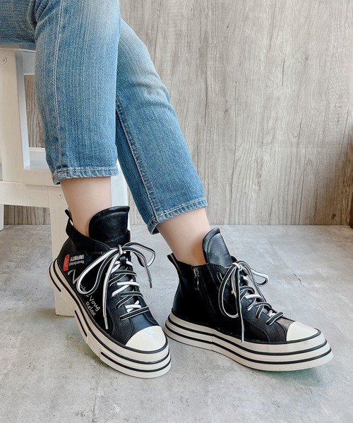 Noubel Voug Relax スニーカー 厚底 ジップアップ ラベル