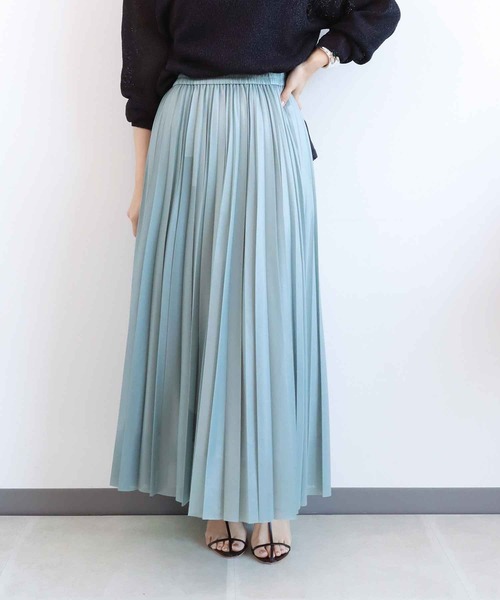 Jines（ジネス） ロング スカート ツヤツヤシアープリーツスカート