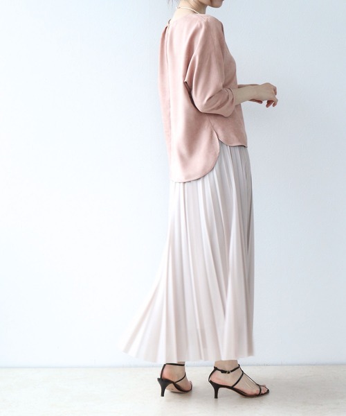 Jines（ジネス） ロング スカート ツヤツヤシアープリーツスカート