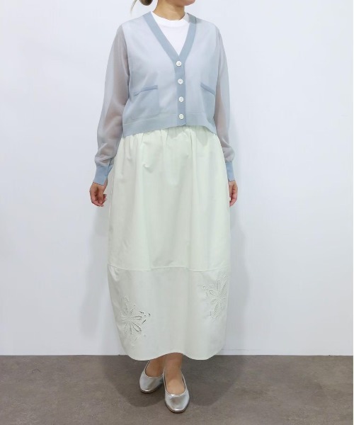 MARILYN MOON カーディガン　ホワイト 長袖 Marilyn Moon カーディガン シャインシアーニットカーディガン