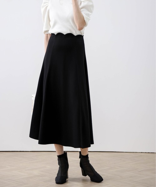 新品ハイウエストスカラップフレアースカート　ブラック1サイズ スカート スカラップデザインフレアスカート : ZOZOTOWN Yahoo!店
