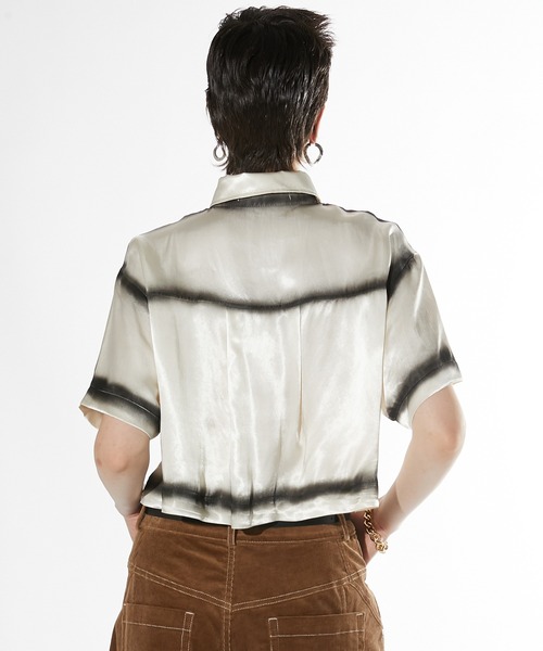 トップス PRANK PROJECT Painted Satin Short Shirt PRANK PROJECT｜ペイントサテンショートシャツ / Painted Satin Short