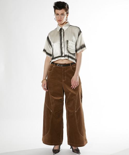 PRANK PROJECT ブラウス シャツ ペイントサテンショートシャツ