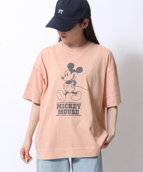 tシャツ Tシャツ レディース 2024SS Disney/ディズニー ミッキー ヴィンテージライク フロント バックプリント スウェット半袖Tシャツ｜zozo｜05