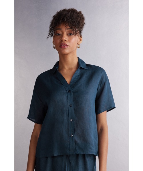 tシャツ リネンファブリック 半袖シャツ レディース Intimissimi tシャツ リネンファブリック 半袖シャツ レディース