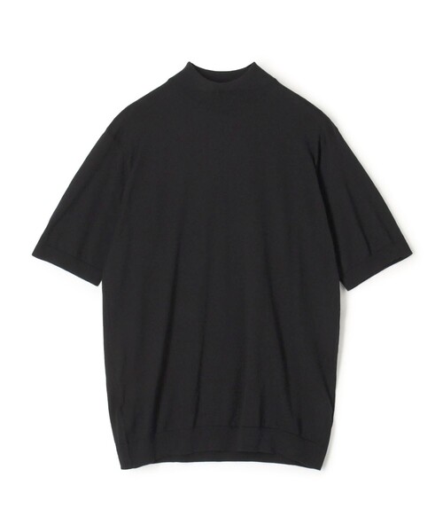 JOHN SMEDLEY モックネックニット ブラック サイズＬ JOHN SMEDLEY（ジョンスメドレー） メリノウール 24ゲージ