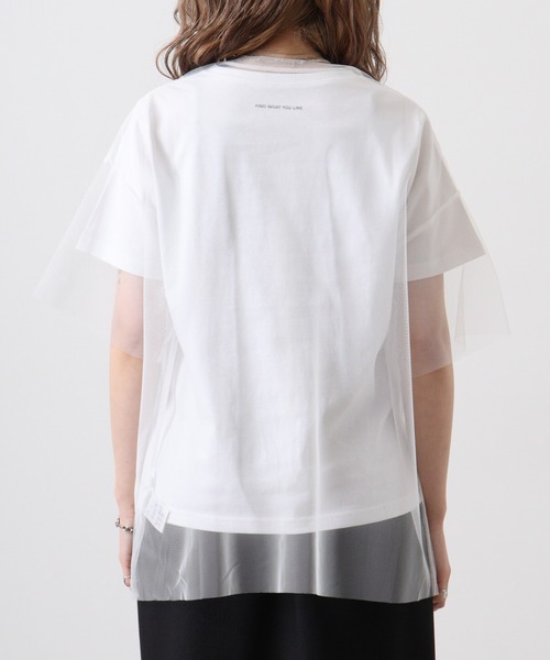 tシャツ 「＆soiree」 ロゴT×チュールT コンパクトアンサンブル レディース ＆soiree tシャツ ロゴT×チュールT コンパクトアンサンブル