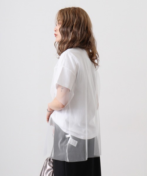 ＆soiree tシャツ ロゴT×チュールT コンパクトアンサンブル