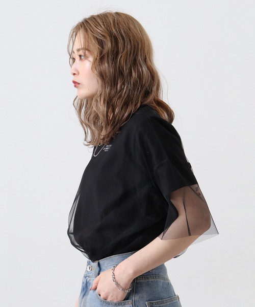 tシャツ 「＆soiree」 ロゴT×チュールT コンパクトアンサンブル レディース ＆soiree tシャツ ロゴT×チュールT コンパクトアンサンブル