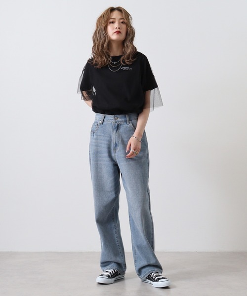 tシャツ ＆soiree ロゴT×チュールT コンパクトアンサンブル レディース ＆soiree tシャツ ロゴT×チュールT コンパクトアンサンブル